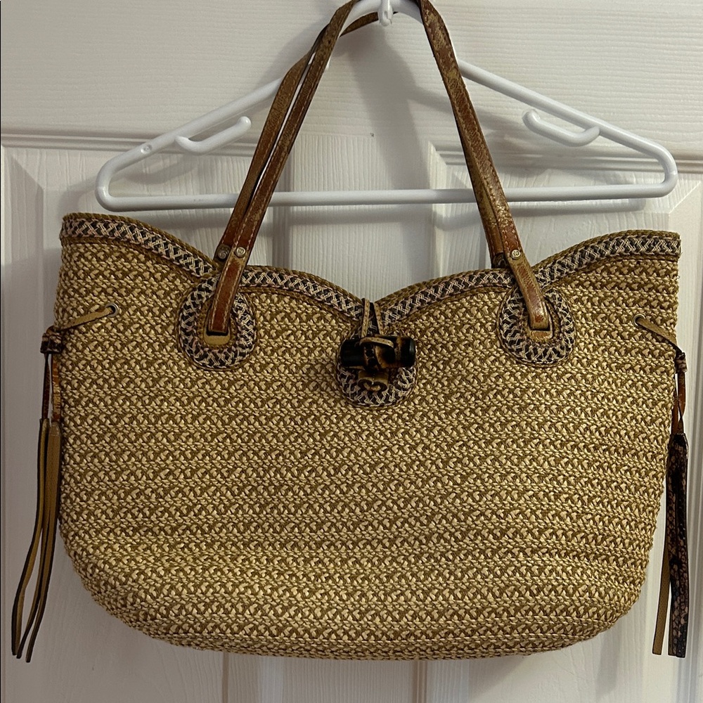Eric Javits Tan and Brown Woven Tote